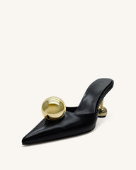 Sofia Sphere Heel Mules - Black