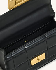 Kaia Bamboo Metal Handle Handbag - Black