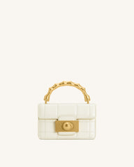 Kaia Bamboo Metal Handle Handbag - White