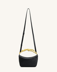 Jenny Woven Human-shaped Handle Handbag - Black