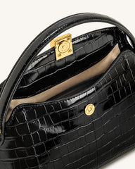 Talia Top Handle Bag - Black Croc