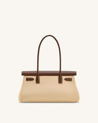 Yara Faux Suede Shoulder Bag - Dark Brown