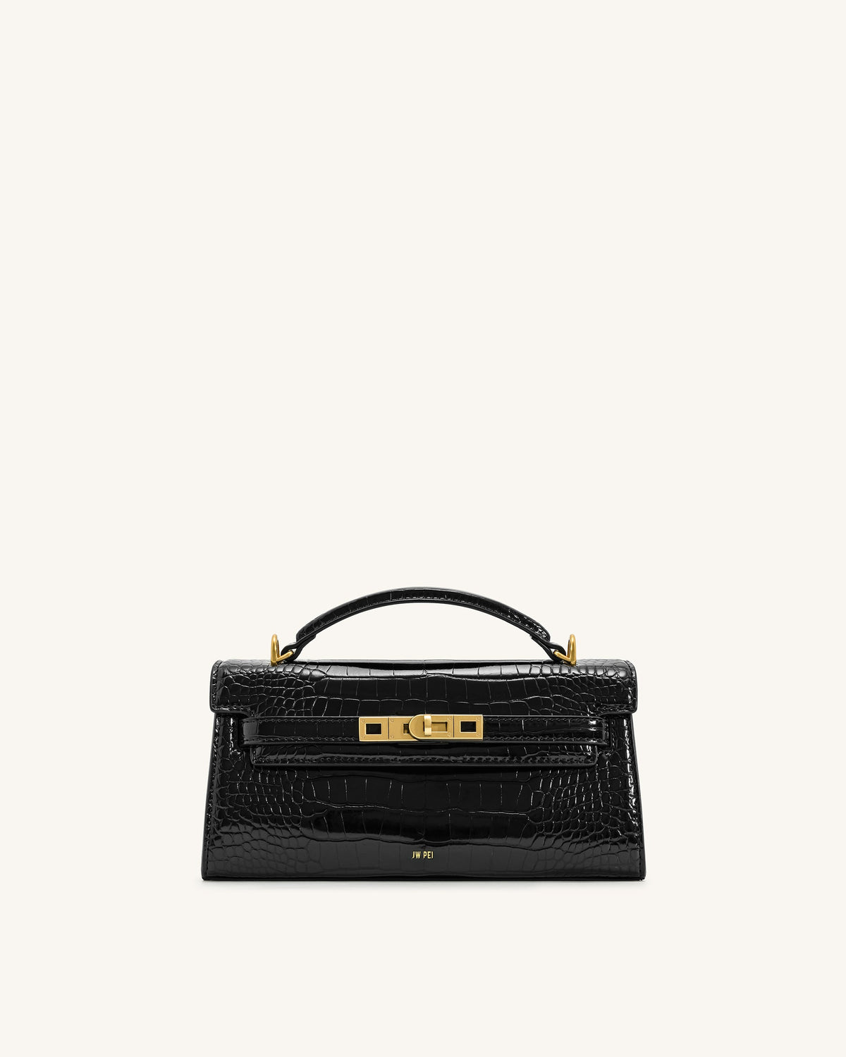 Noor Top Handle Bag - Black Croc