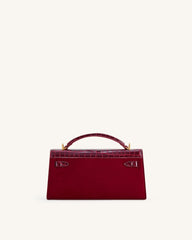 Noor Faux Suede Top Handle Bag - Red