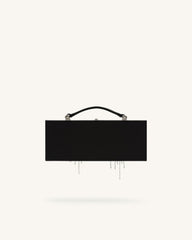 Vera Bead Decoration Rectangular Clutch Bag - Black