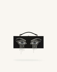 Vera Bead Decoration Rectangular Clutch Bag - Black