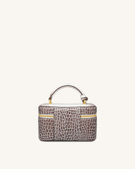 Cleo Box Shape Top Handle Bag - White Croc