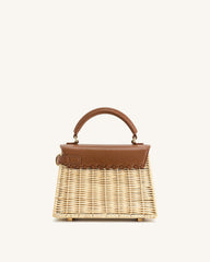 Elise Natural Rattan Weaving  Handbag - Brown Rattan