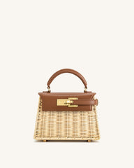 Elise Natural Rattan Weaving  Handbag - Brown Rattan