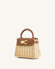 Elise Natural Rattan Weaving  Handbag - Brown Rattan