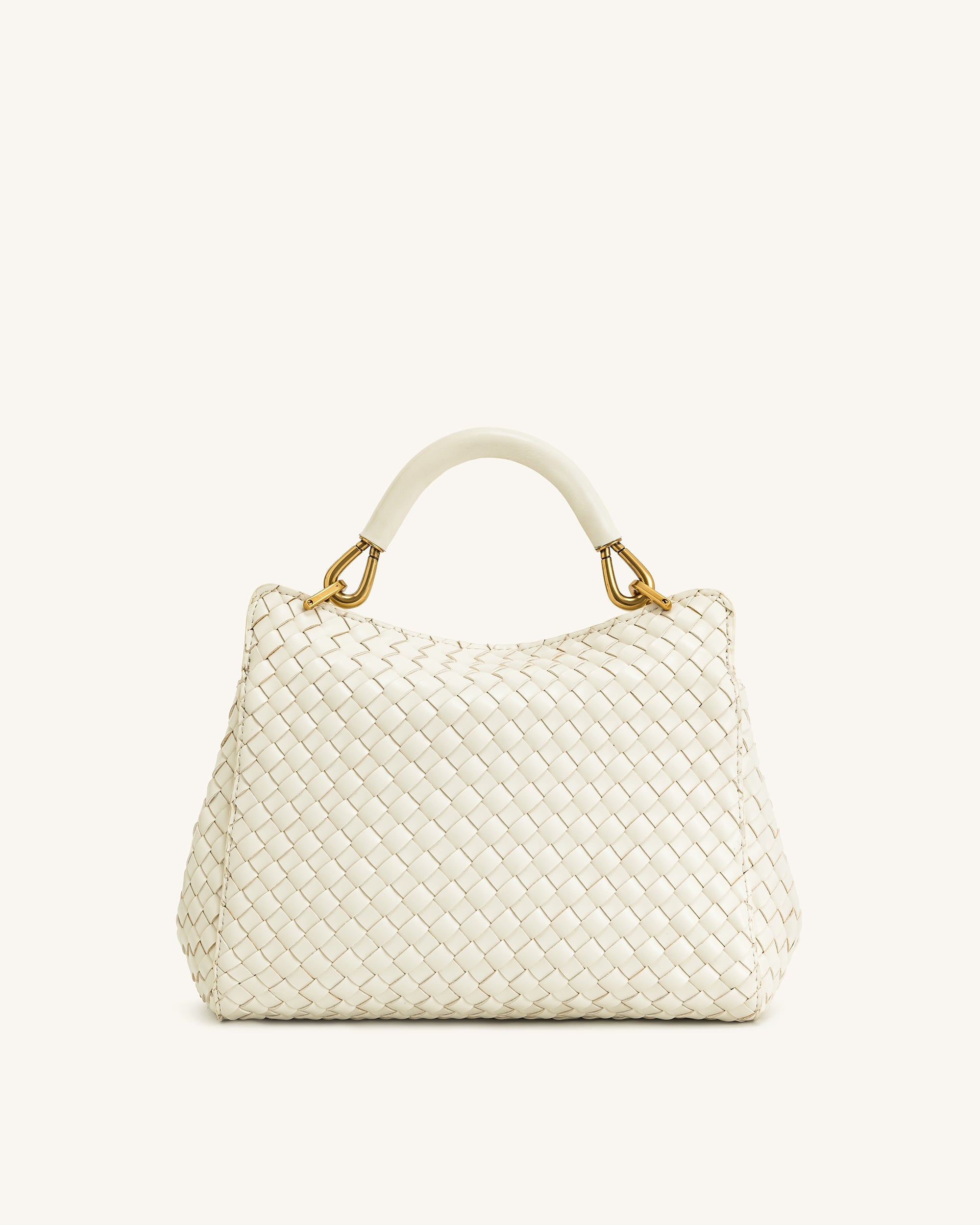 Lucia Classic Top Handle Woven Bag - White