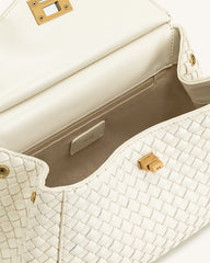Lucia Classic Top Handle Woven Bag - White