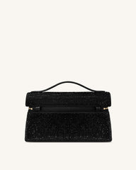 Thea Artificial Crystal Top Handle Bag - Black