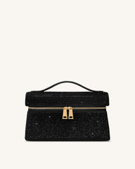 Thea Artificial Crystal Top Handle Bag - Black