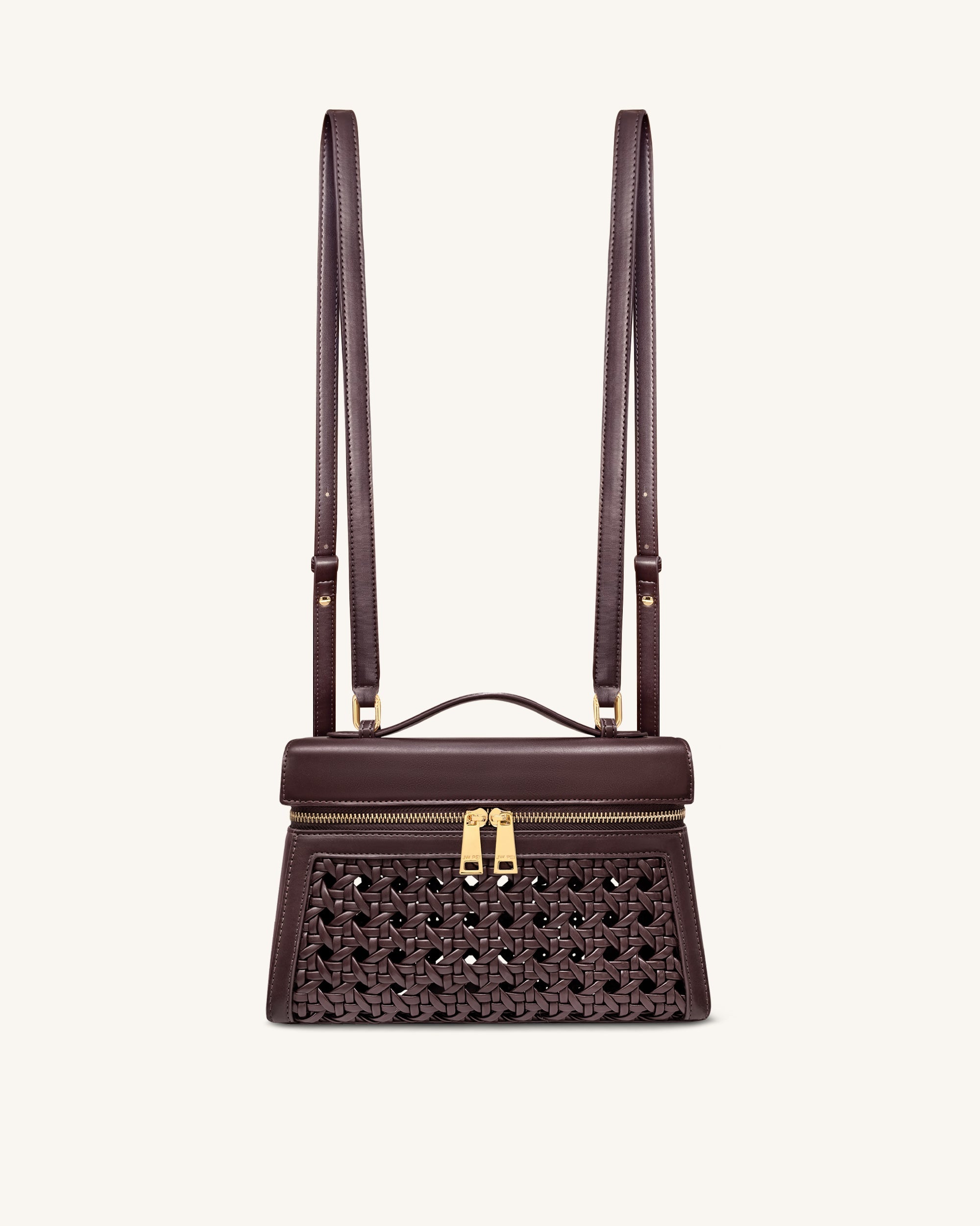 Thea Large Woven Top Handle Bag - Dark Red