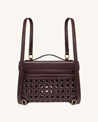 Thea Large Woven Top Handle Bag - Dark Red