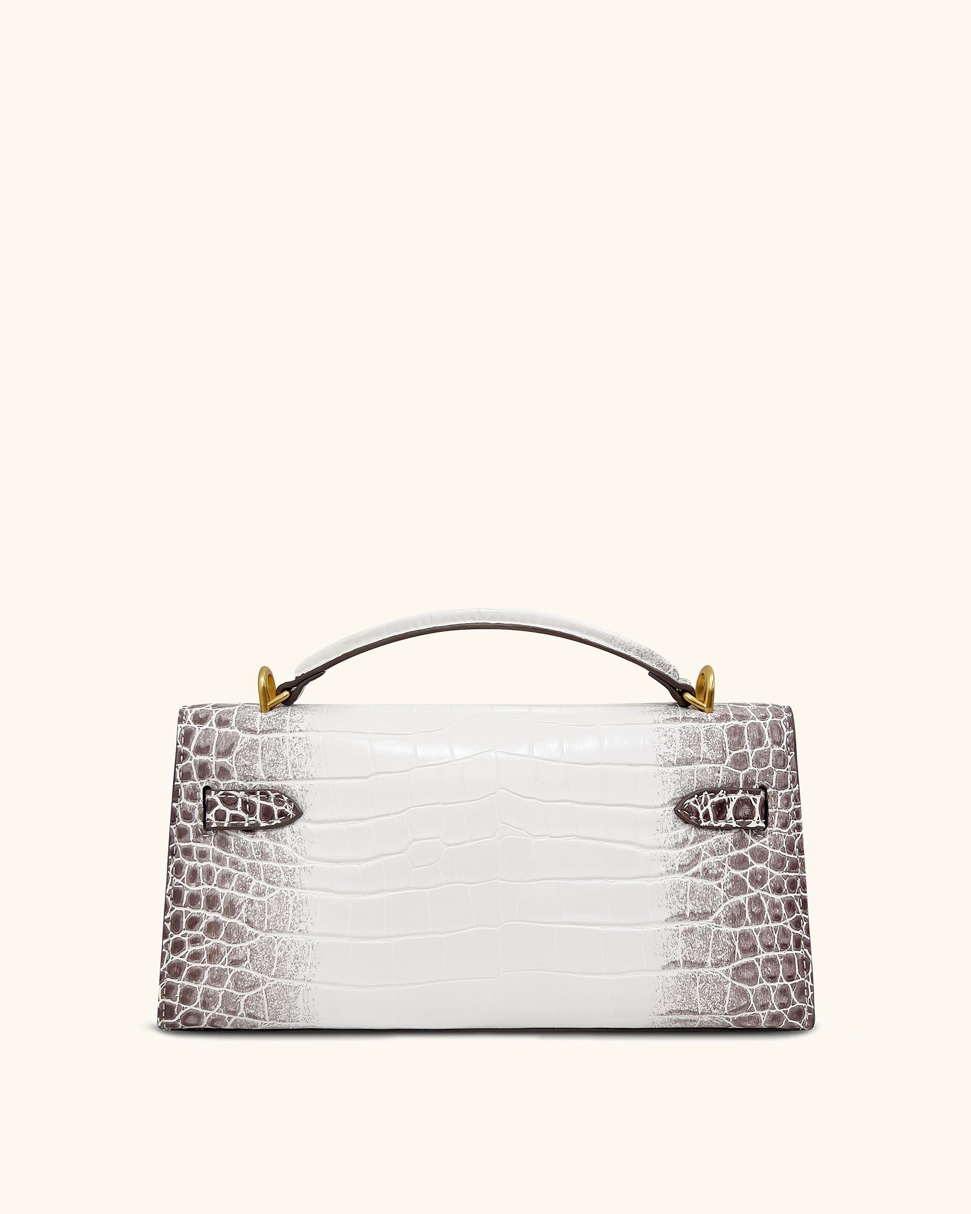Noor Top Handle Bag - White Croc