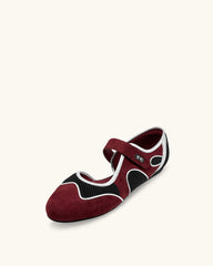 Zoe Mary Janes Flats – Burgundy Black