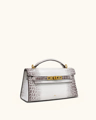 Noor Top Handle Bag - White Croc