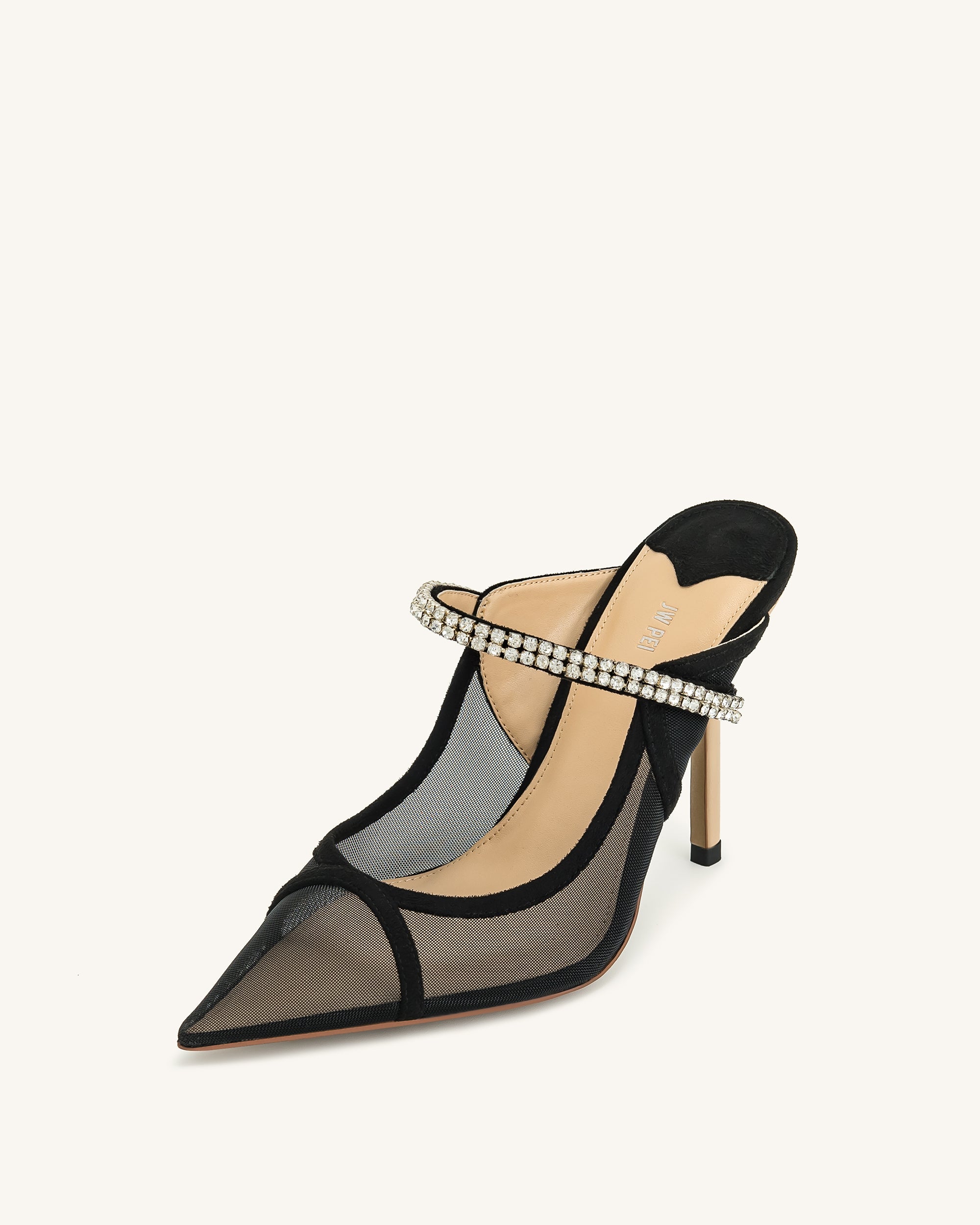 Scarlett Crystal Strap Sandals - Black