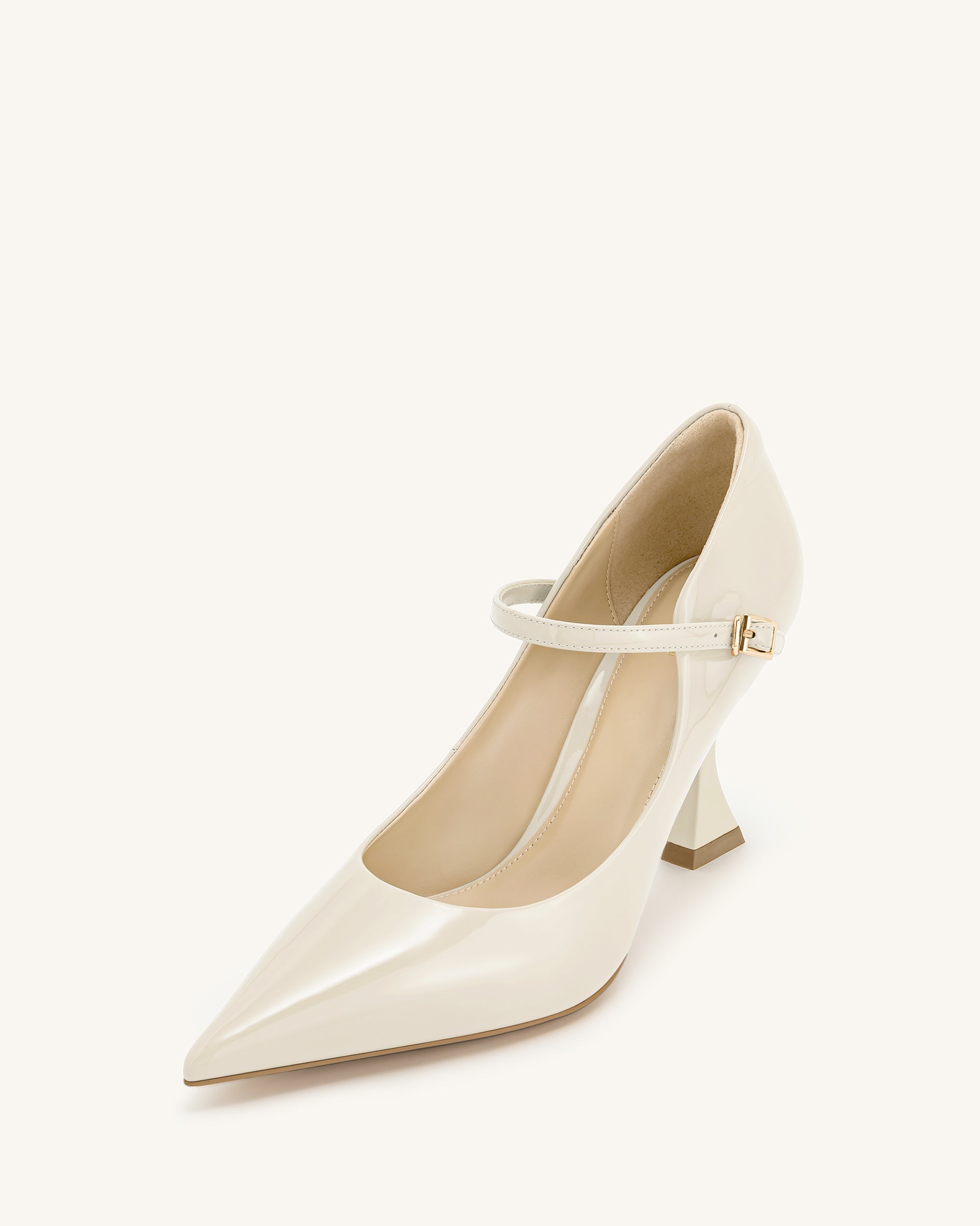Thalina Patent Leather Pumps - Beige