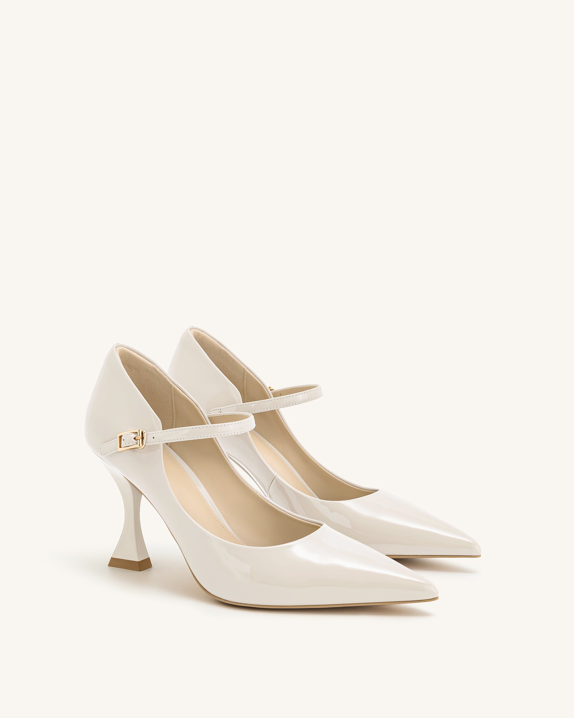 Thalina Patent Leather Pumps - Beige