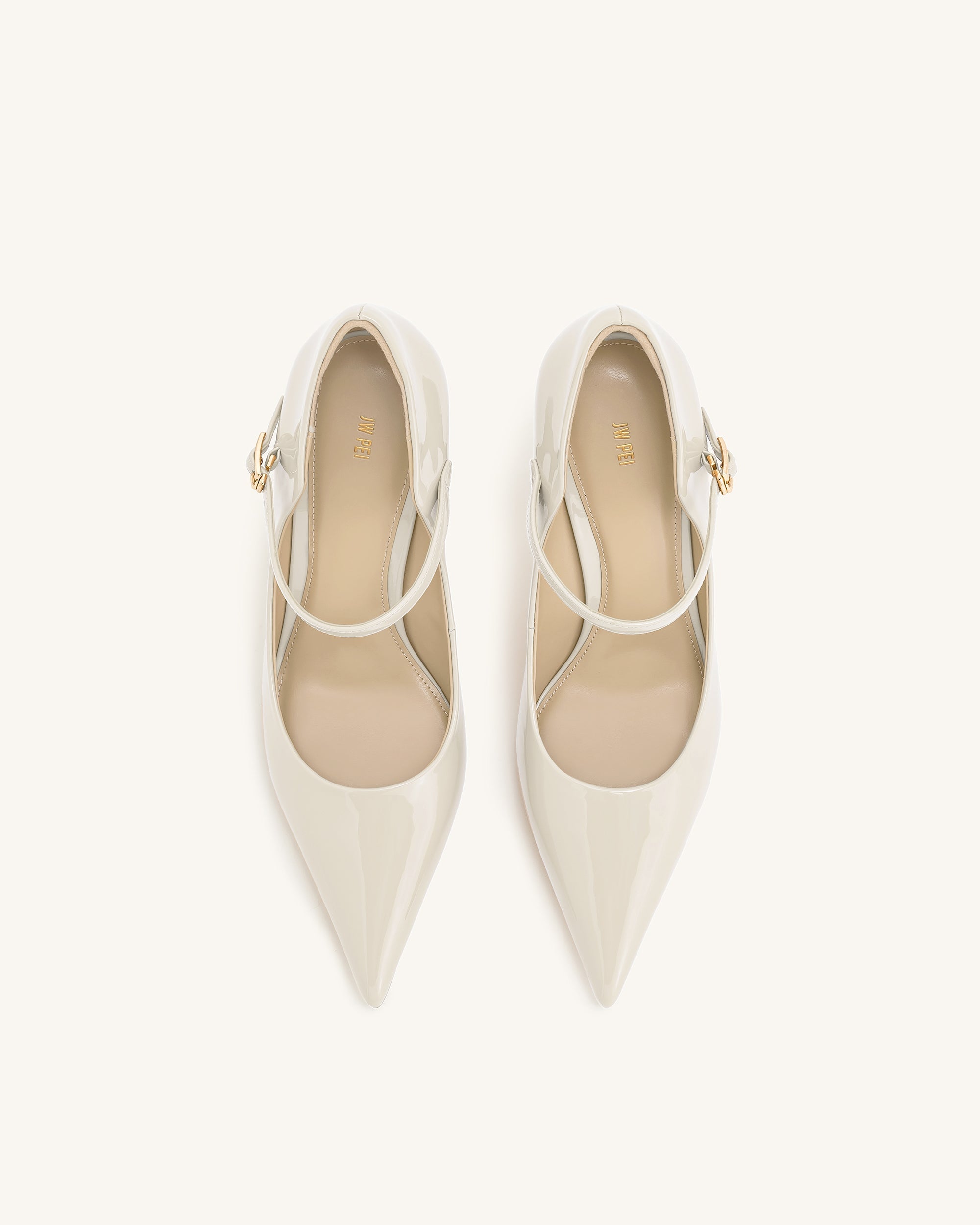 Thalina Patent Leather Pumps - Beige