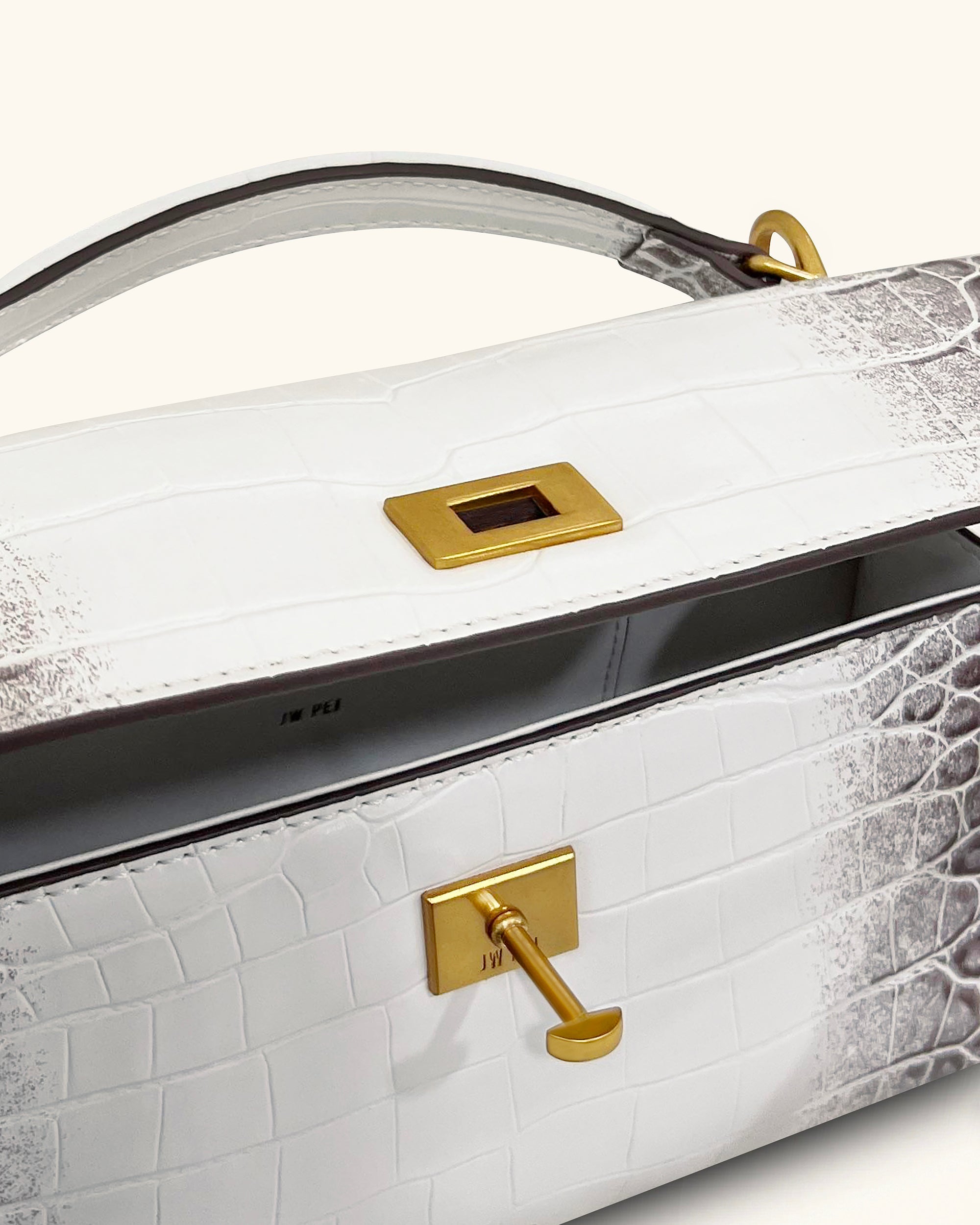 Noor Top Handle Bag - White Croc