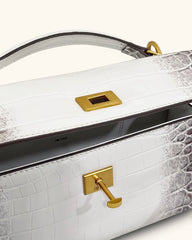 Noor Top Handle Bag - White Croc