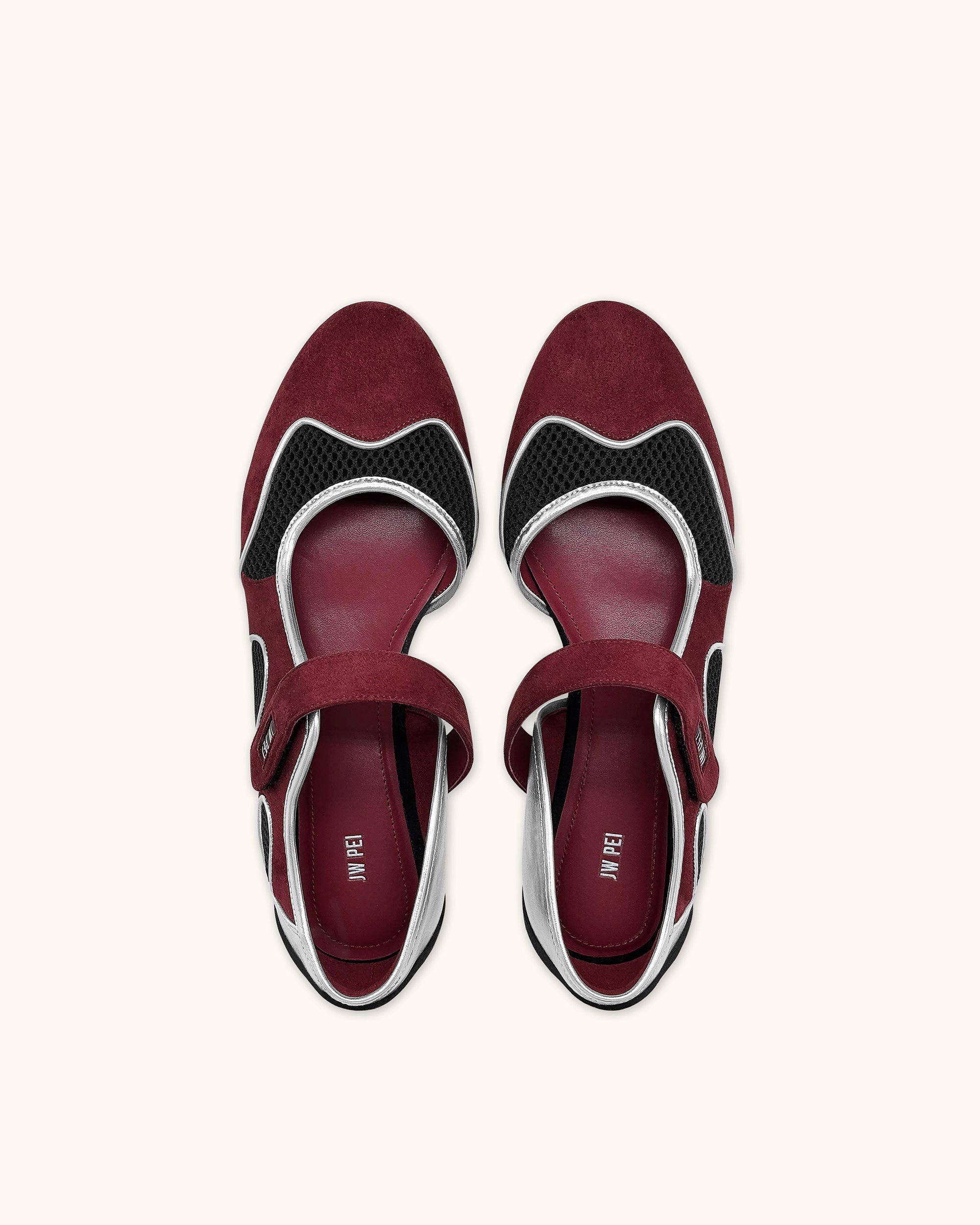Zoe Mary Janes Flats – Burgundy Black
