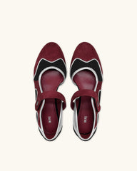 Zoe Mary Janes Flats – Burgundy Black