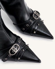 Nico Faux Fur Studded Boot - Black