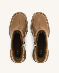 Saylor Round Toe Platform Ankle Boots - Brown