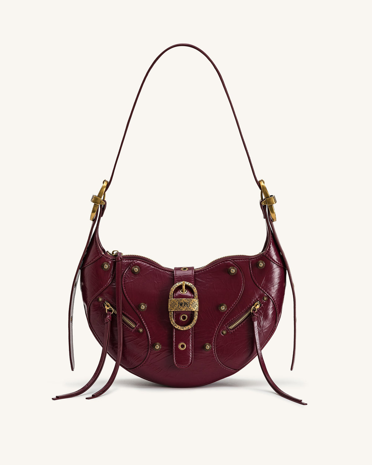 Tessa Studded Shoulder Bag - Burgundy