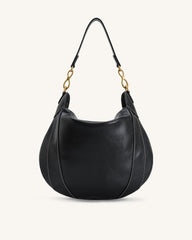 Daria Metal Pendant Embellished Shoulder Bag - Black