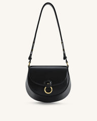 Diana Ring Flap Saddle Bag - Black