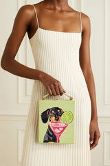 Taya-Puppy Pattern Book Shape Clutch Bag - Light Green