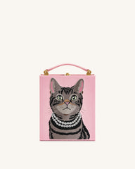 Taya Tabby Cat Pattern Book Shape Clutch Bag - Pink