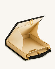 Taya Orchid Motif  Book Shape Clutch Bag - Black