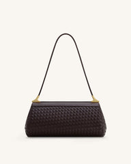 Eloise Woven Shoulder Bag - Dark Brown