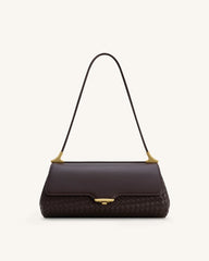 Eloise Woven Shoulder Bag - Dark Brown