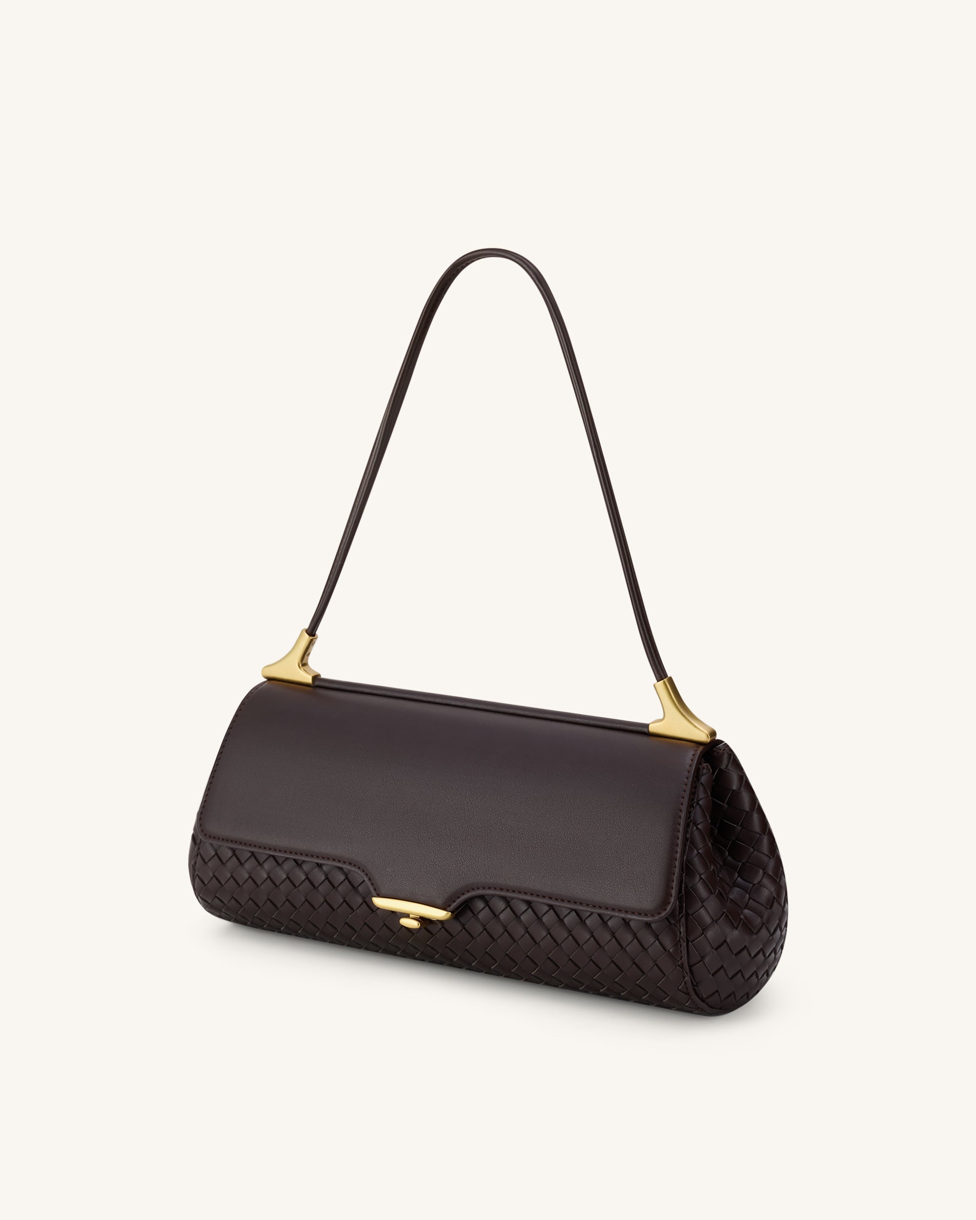 Eloise Woven Shoulder Bag - Dark Brown