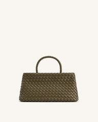 Elora Woven Tote Bag - Dark Olive