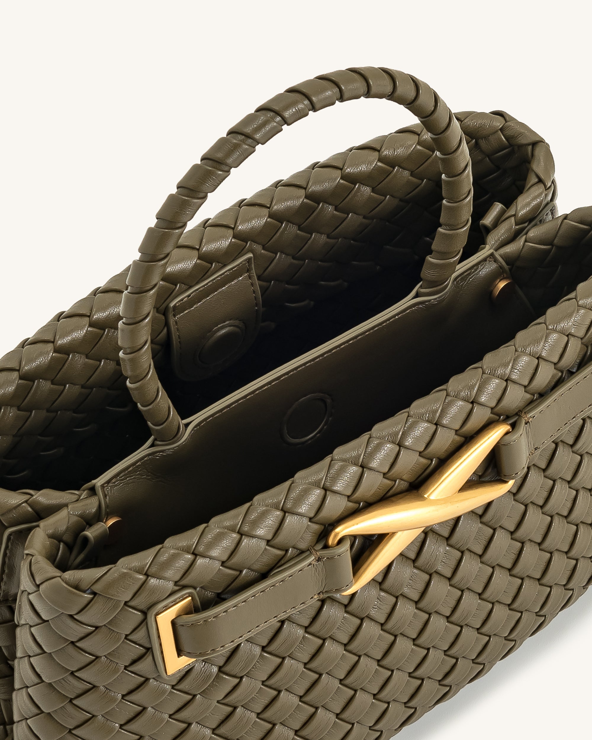 Elora Woven Tote Bag - Dark Olive