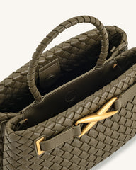 Elora Woven Tote Bag - Dark Olive