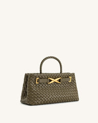 Elora Woven Tote Bag - Dark Olive