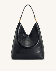 Aria Shoulder Bag - Black Croc