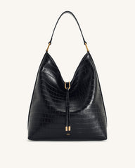 Aria Shoulder Bag - Black Croc