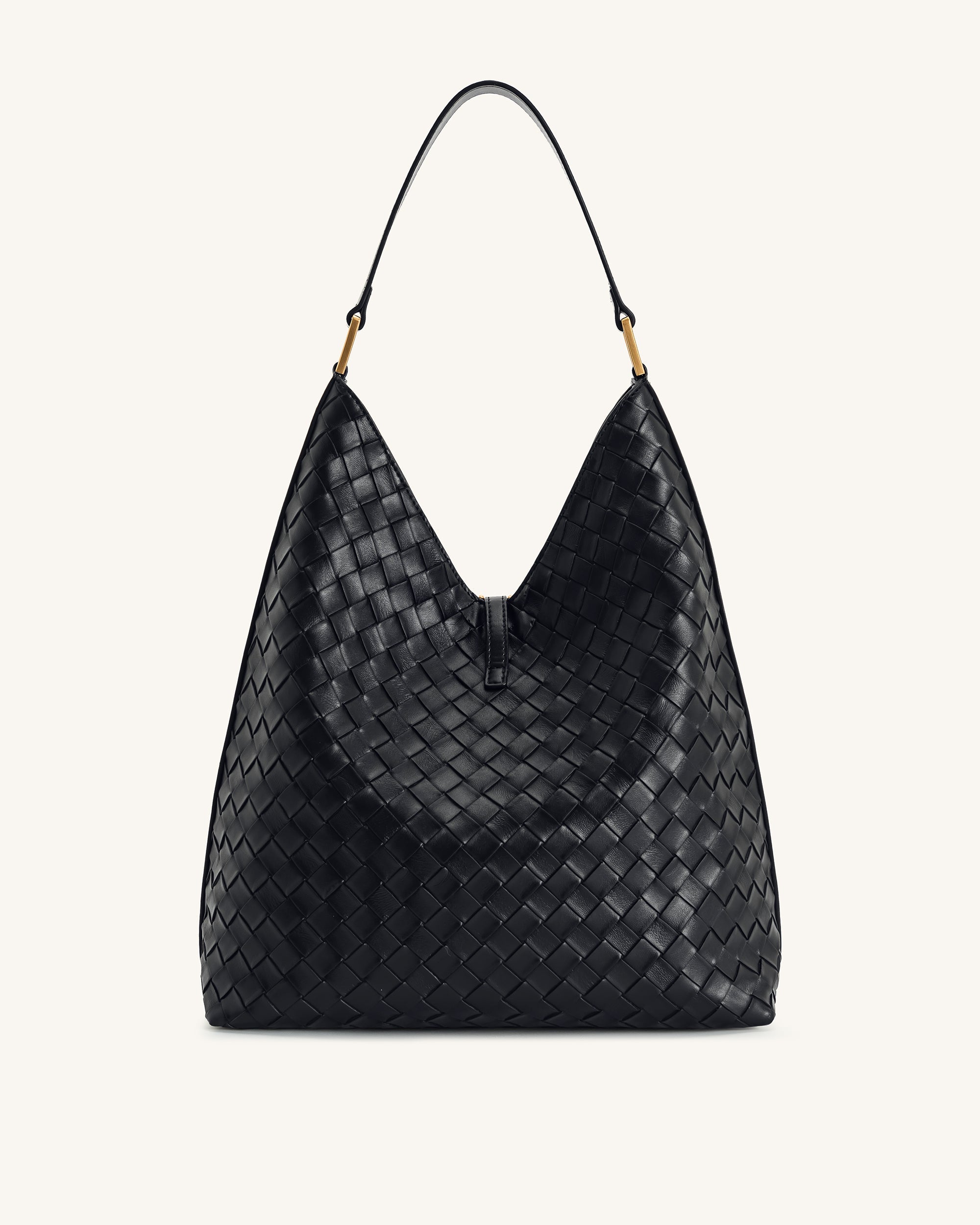 Aria Woven Texture Shoulder Bag - Black