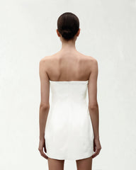 Orchid Appliqué Strapless Dress - White